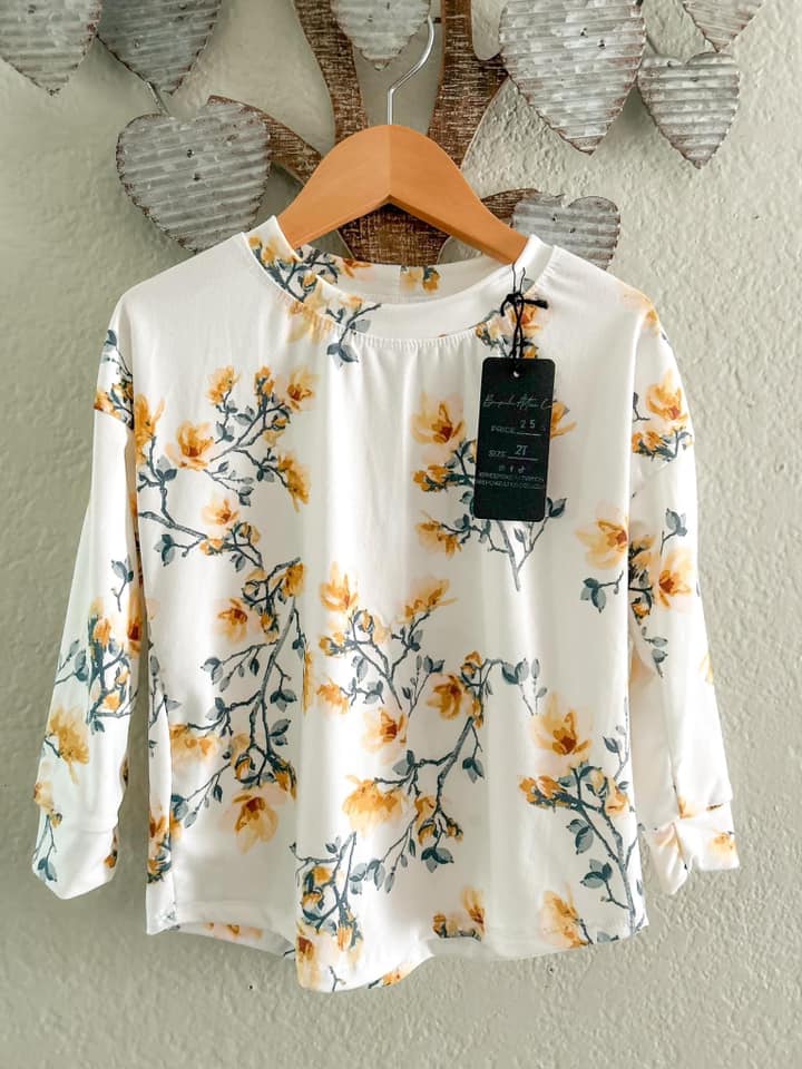 2t Long Sleeve Dolman- Yellow Floral