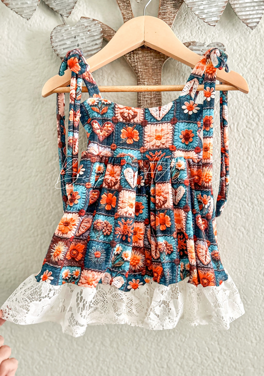 2t- fall floral patchwork- flora shortie romper