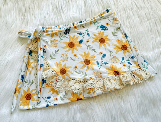 7y- Ginger Skort with Ruffle- Sunflowers & Bluebonnets