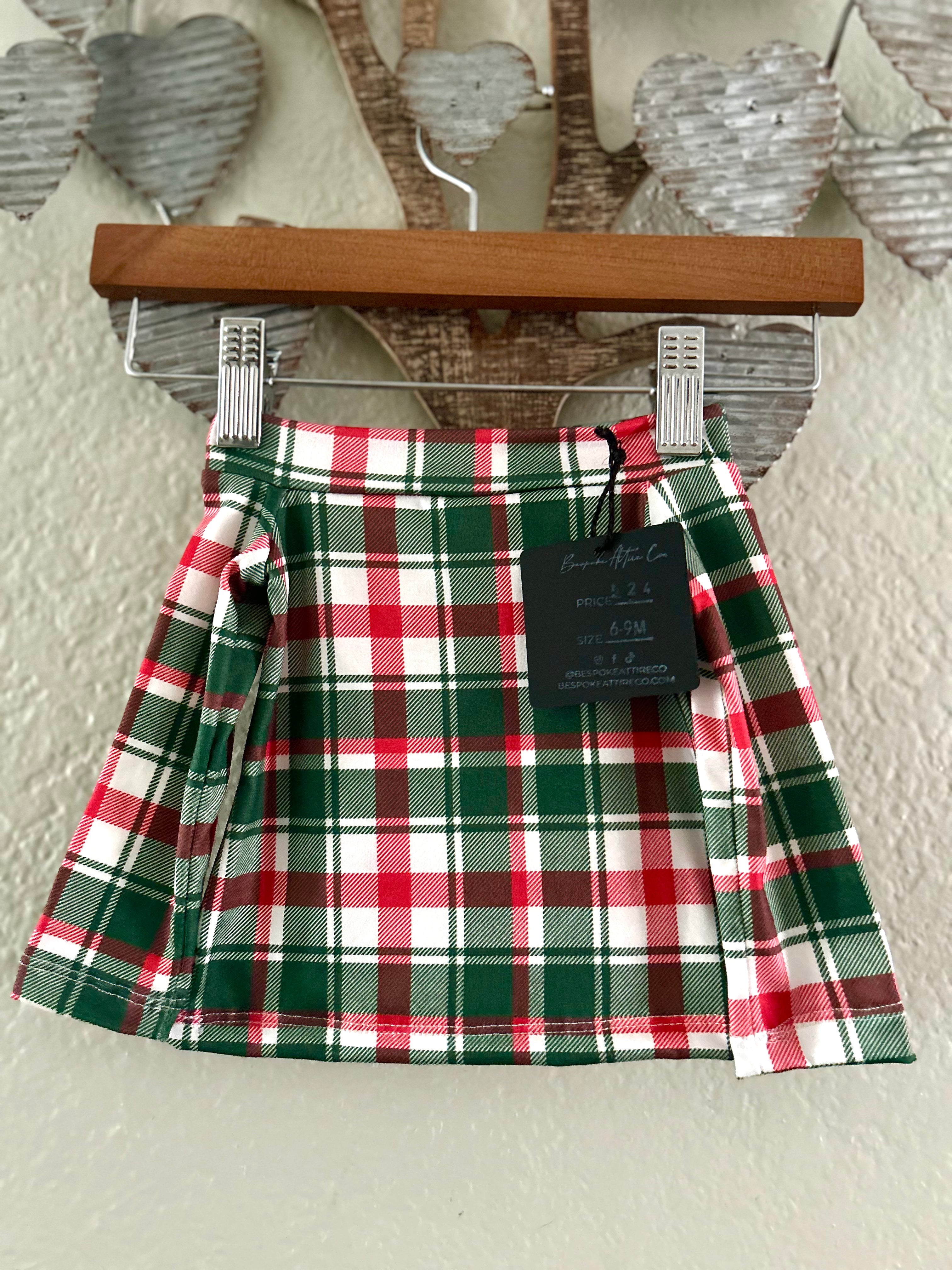 6/9m Off the Shoulder Top- Red & Green Plaid